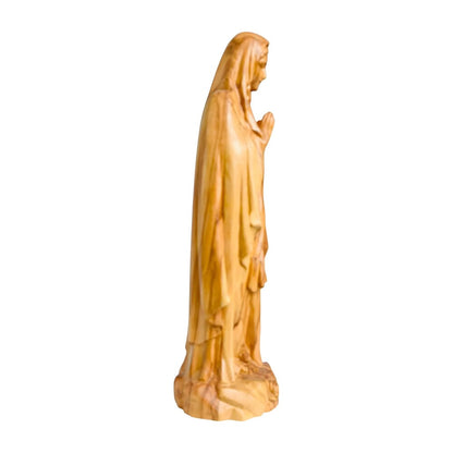 Hand-Carved Wooden Statue of Our Lady of Lourdes in Val Gardena