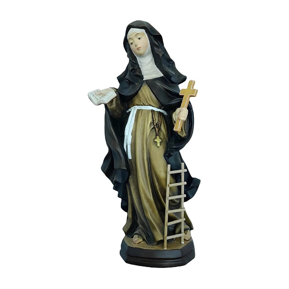 Statue Sister Angela Merici in Val Gardena Wood, Hand-Painted Sacred Sculpture
