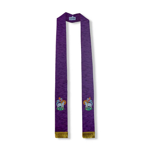 Purple Overlay Stole With Lamb Of God Design