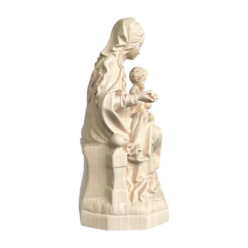 Madonna and Child Enthroned, Handcrafted Maple Wood Sculpture