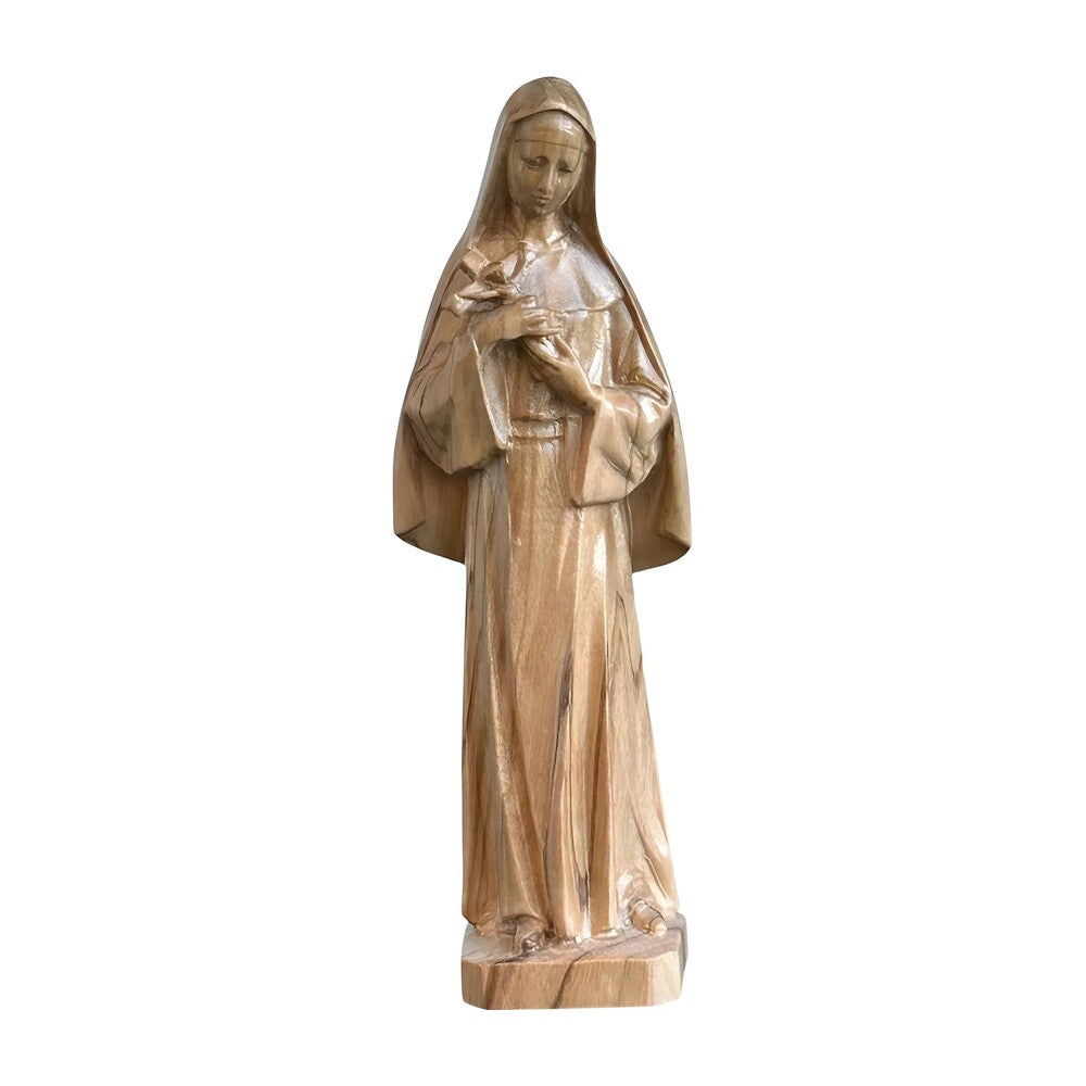 Hand-Carved Wooden Statue of Saint Rita of Cascia from Val Gardena