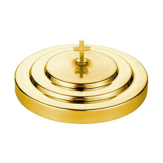 Polished Steel Communion Tray Cover - Brass Tone