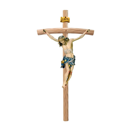 Hand-Carved Baroque Crucified Christ in Val Gardena Wood