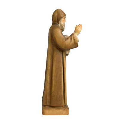 St. Charbel Makhlouf Statue in Hand-Carved Wood Val Gardena