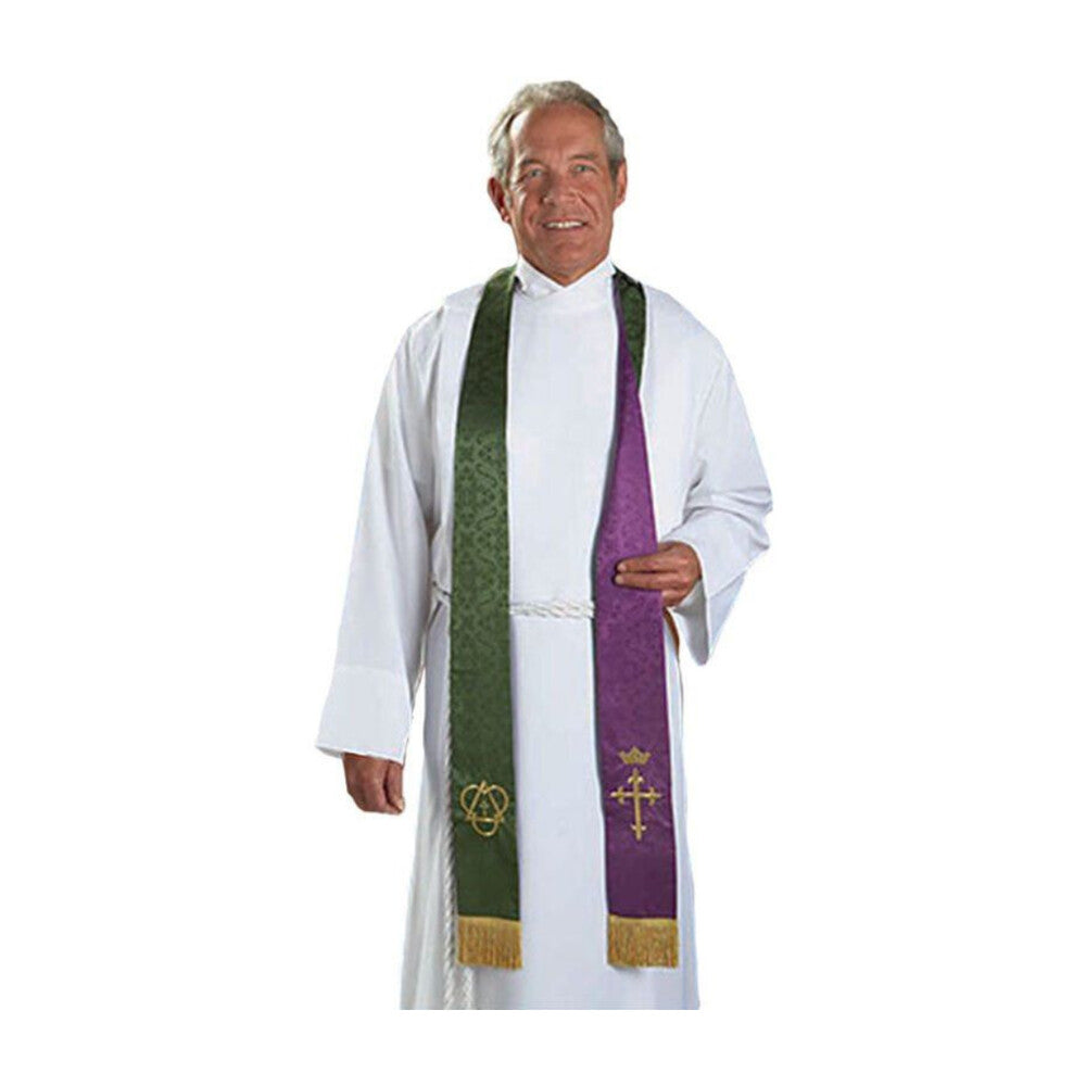 Jacquard Reversible Stole Green/Purple