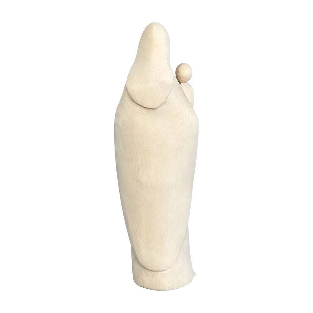Modern Madonna with Child, Val Gardena Artisanal Wood Sculpture