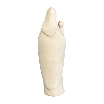 Modern Madonna with Child, Val Gardena Artisanal Wood Sculpture