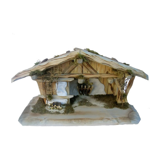 Rustic "Bulaccia" Stable for Artisanal Linden Wood Nativity Scene