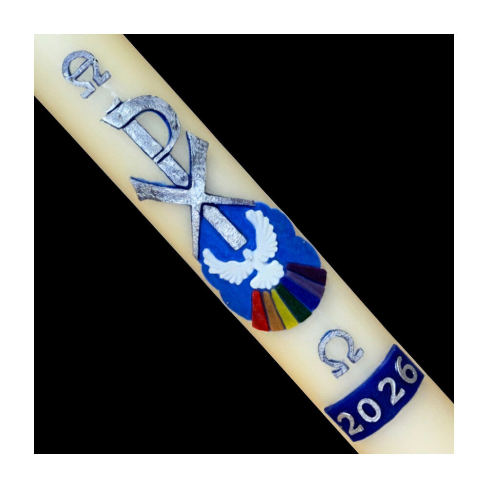Chi-rho with Dove Paschal Candle