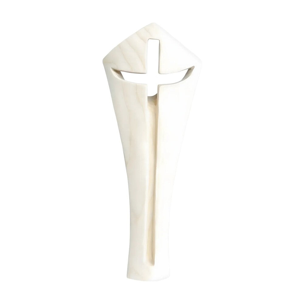 Modern Stylized Crucifix in Natural Val Gardena Wood