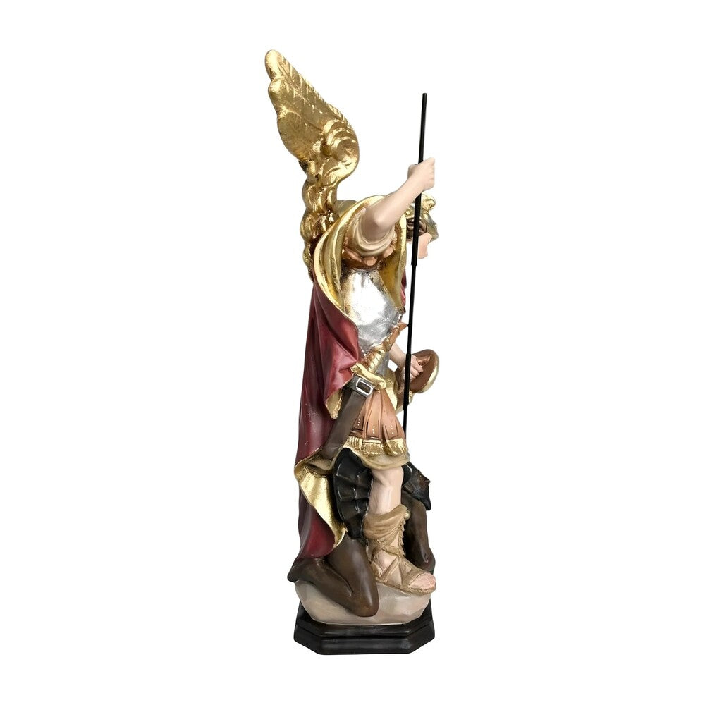 Archangel Michael Defeating Satan Statue - Val Gardena Wood Sculpture