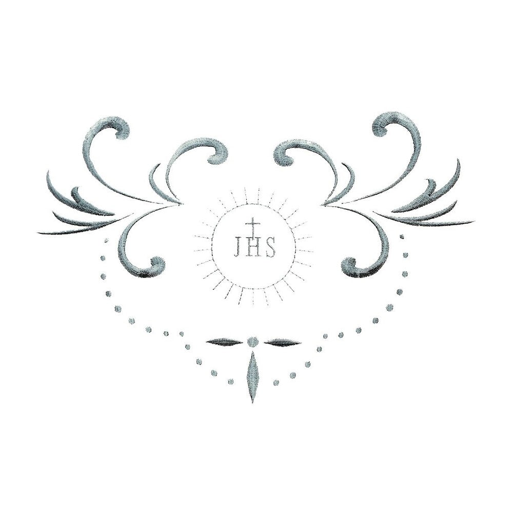 Cotton Blend IHS Ivory Alb with Embroidered Eucharistic Monogram