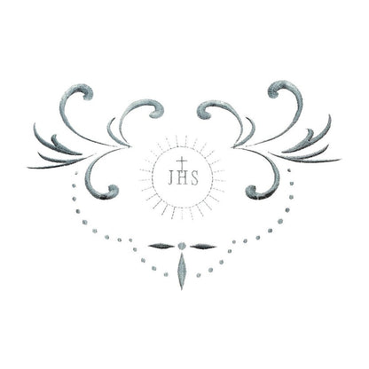 Cotton Blend IHS Ivory Alb with Embroidered Eucharistic Monogram