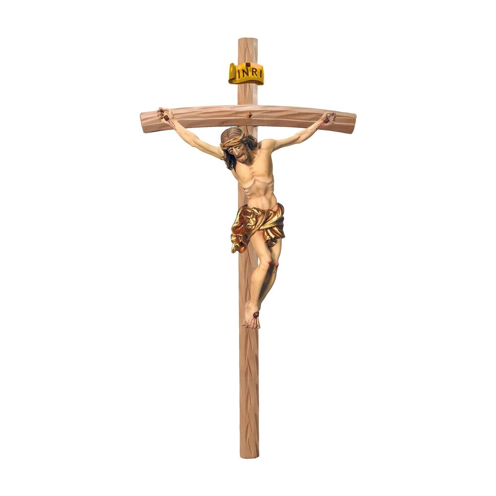Hand-Carved Baroque Crucified Christ in Val Gardena Wood