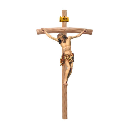 Hand-Carved Baroque Crucified Christ in Val Gardena Wood