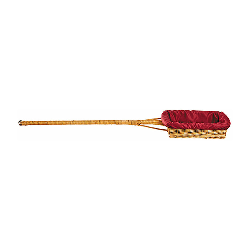 Woven Reed Rectangular Offering Basket With 35" Long Handle