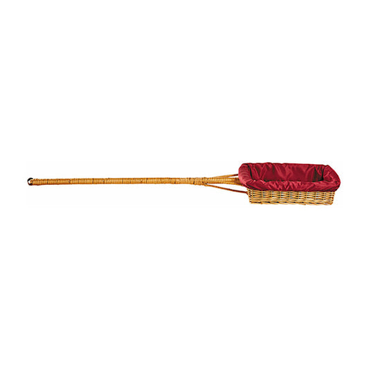 Woven Reed Rectangular Offering Basket With 35" Long Handle