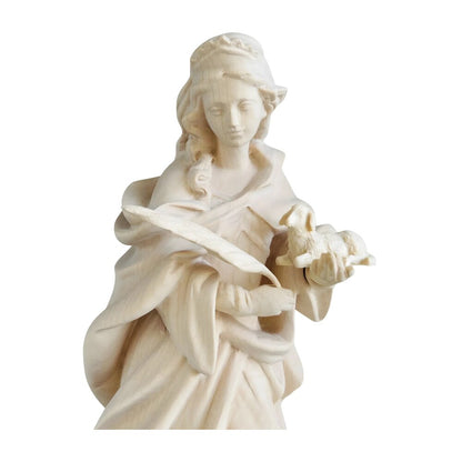 Sculpture Saint Agnes in Maple and Linden Wood, Artistic Carving Val Gardena