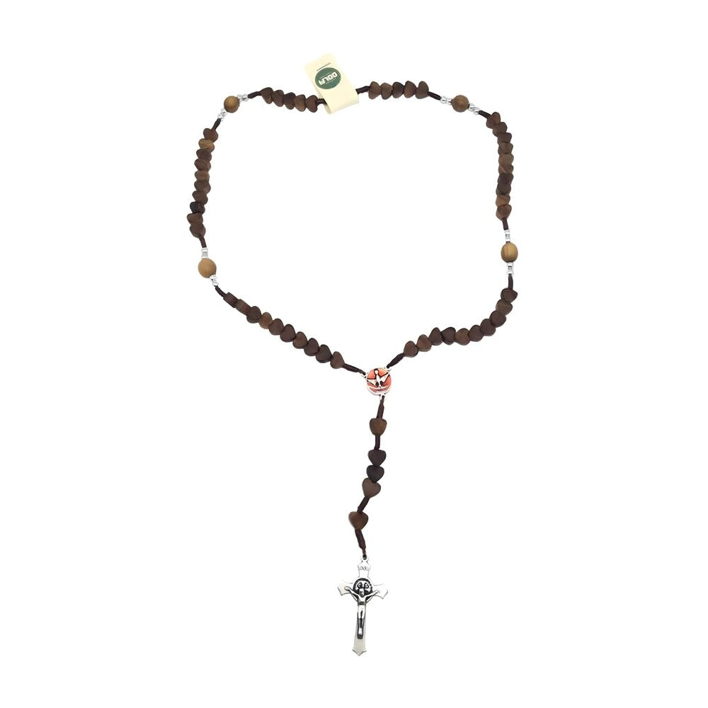 Rosary in Olive wood with Hearts 14 inches