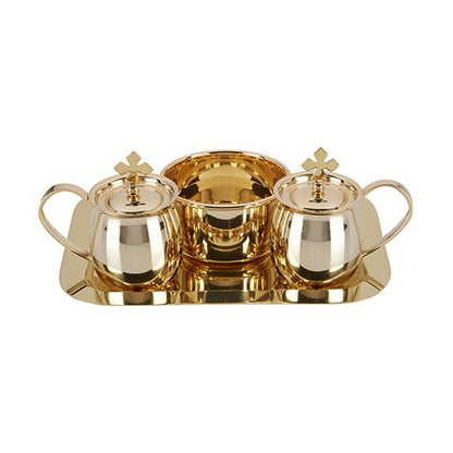 Brass Cruet Set with Tray & Bowl