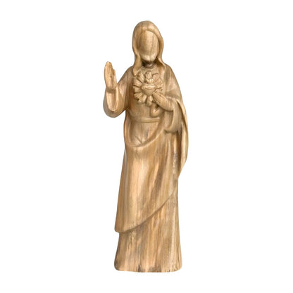 Modern Wooden Sacred Heart of Jesus Sculpture from Val Gardena