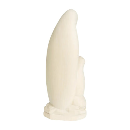 Lourdes Madonna Sculpture with Bernadette in Hand-Carved Val Gardena Wood
