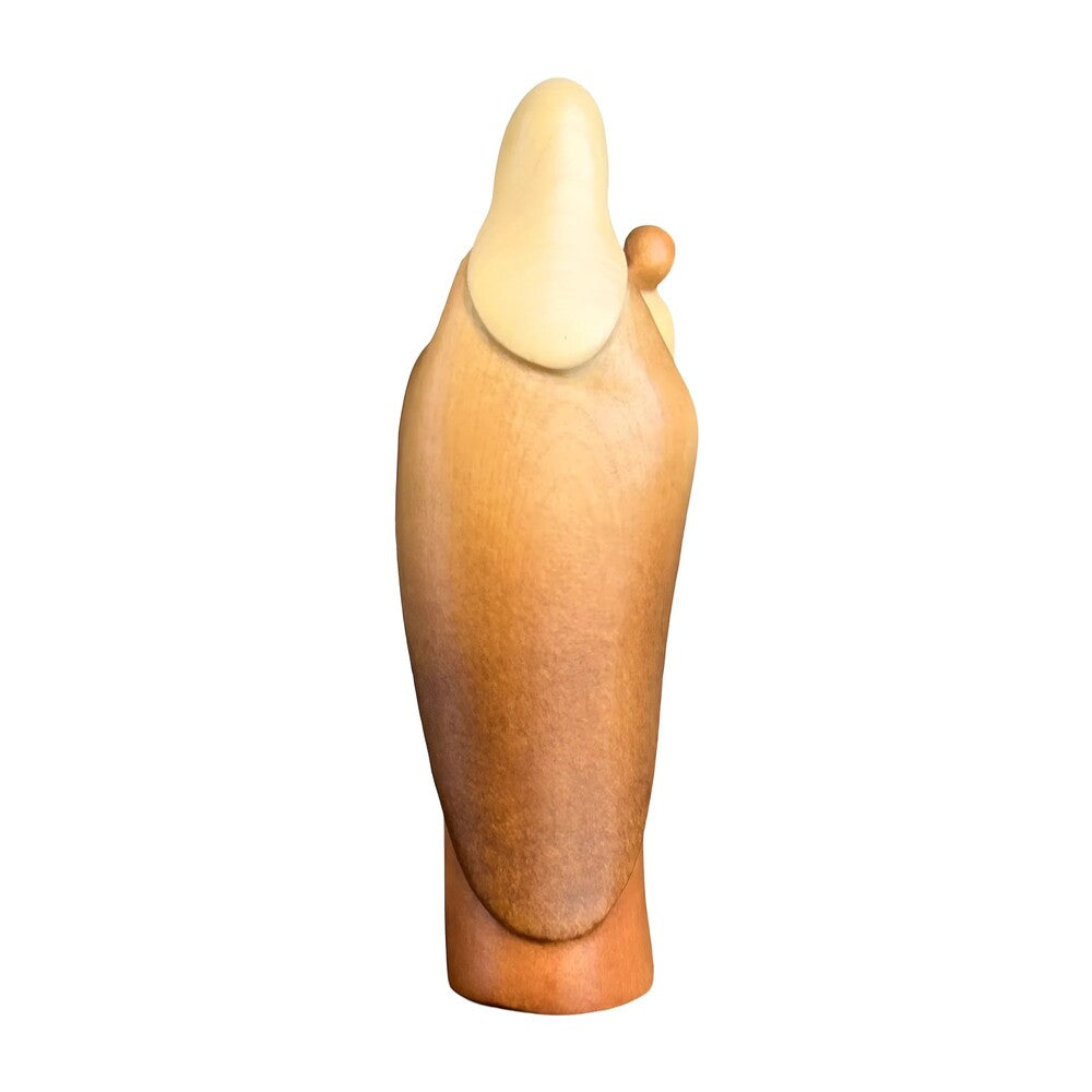 Modern Madonna with Child, Val Gardena Artisanal Wood Sculpture