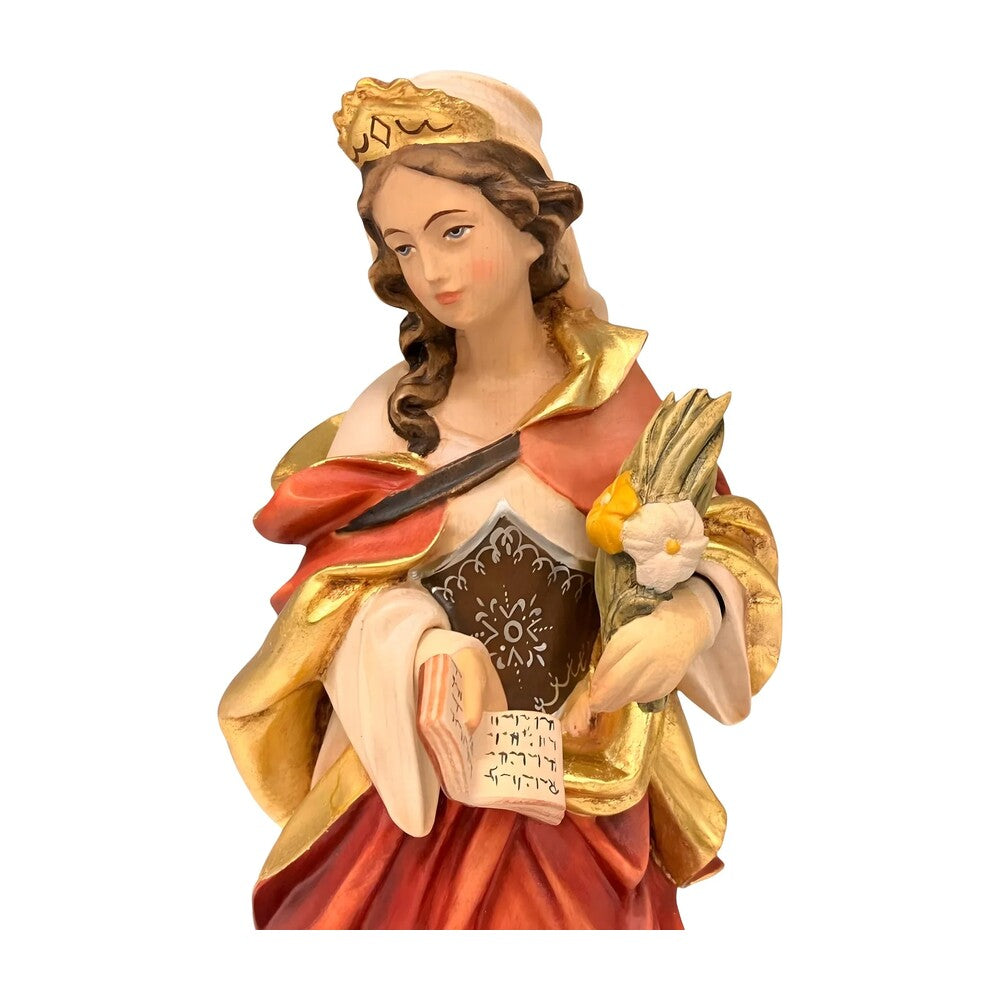 St. Christina Wooden Sculpture Painted and Gilded from Val Gardena