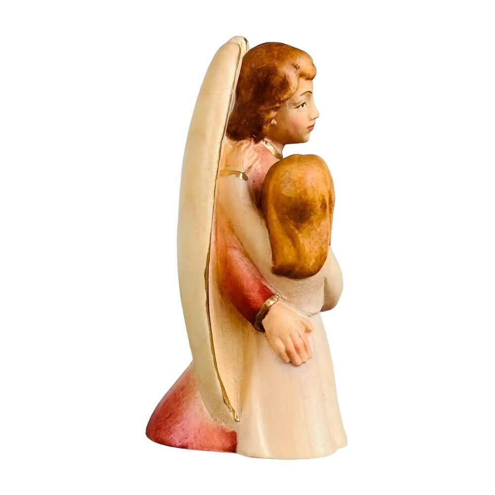 Guardian Angel Sculpture with Girl in Val Gardena Maple Wood