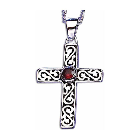 Paris Salter Cross with Garnet Necklace