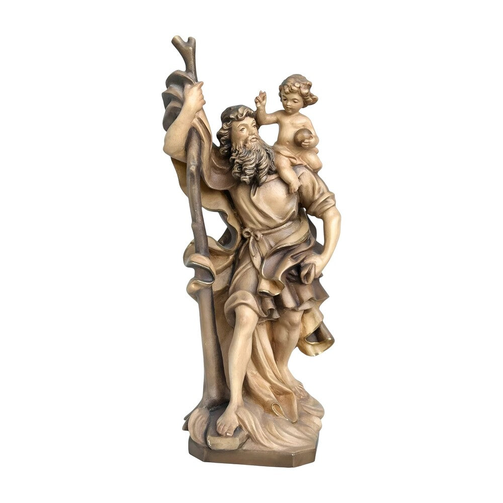 Saint Christopher, Patron Saint of Travelers, Wood Carving from Val Gardena