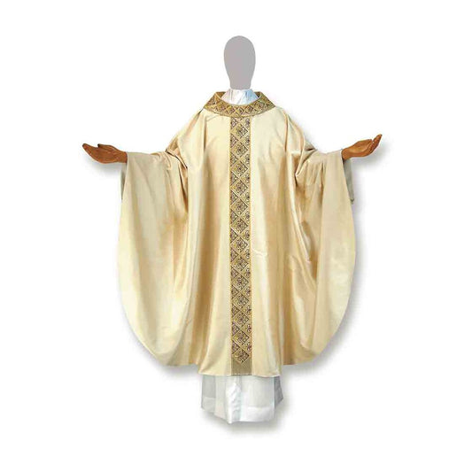 Pure Silk Lily Cross Gold Embroidered Chasuble