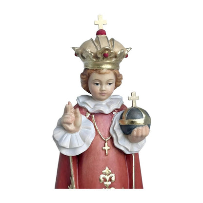 Infant Jesus of Prague Polychrome Hand-Carved Wooden Statue