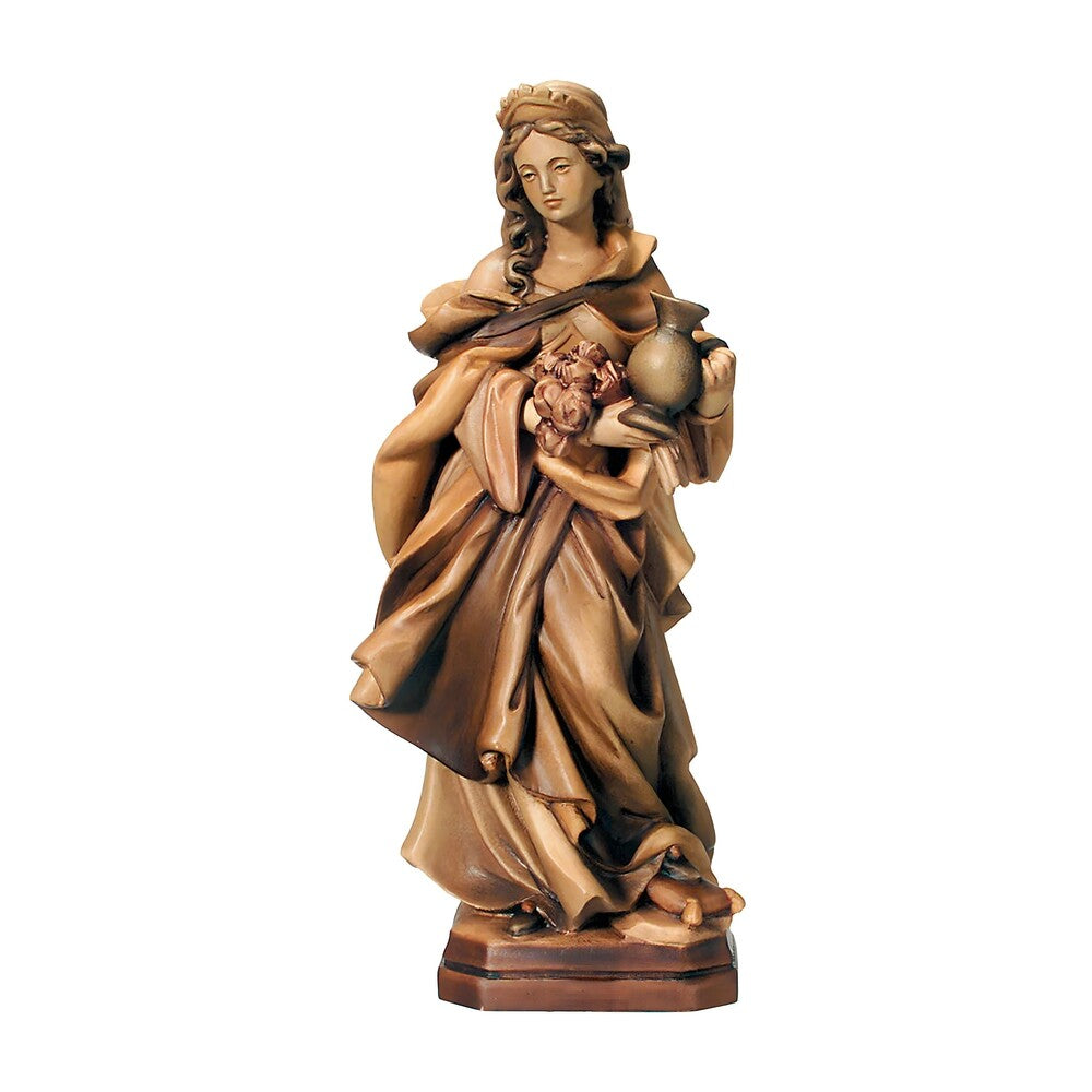 Wooden Statue Saint Elizabeth of Hungary, Handicraft Sculpture Val Gardena