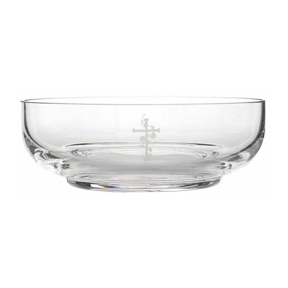 Engraved Cross Glass Chalice & Bowl Set