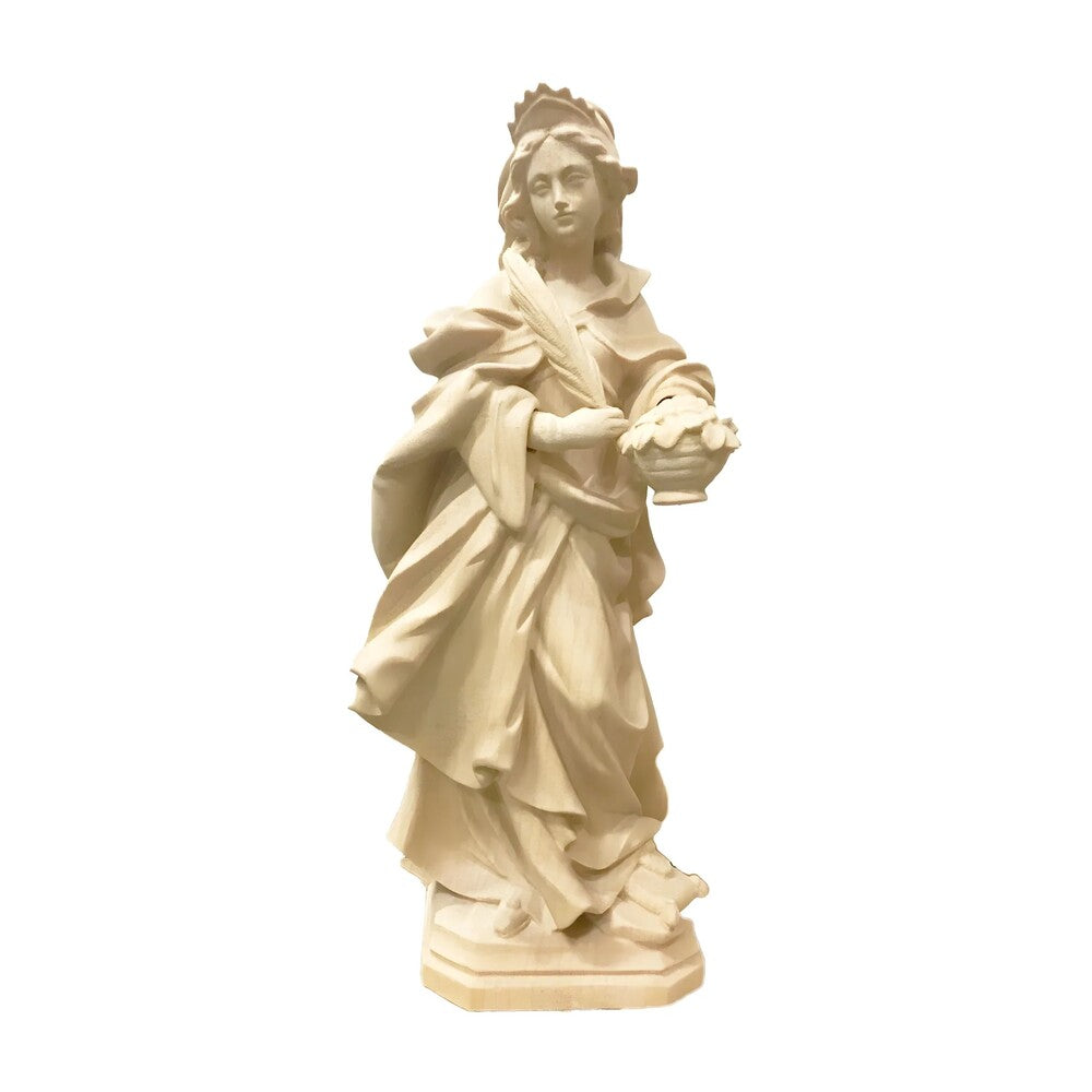 Saint Dorothy, Hand-Painted Wooden Statue, Val Gardena Craftsmanship