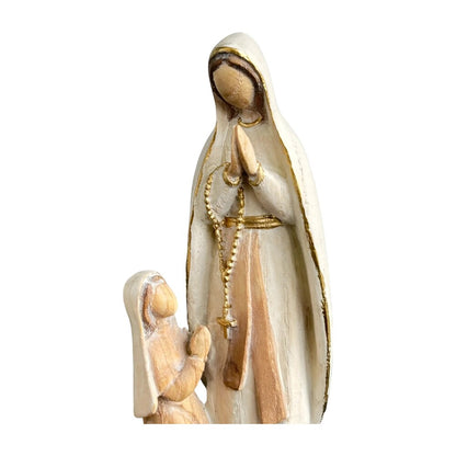Our Lady of Lourdes and Saint Bernadette Carved Wood Statue