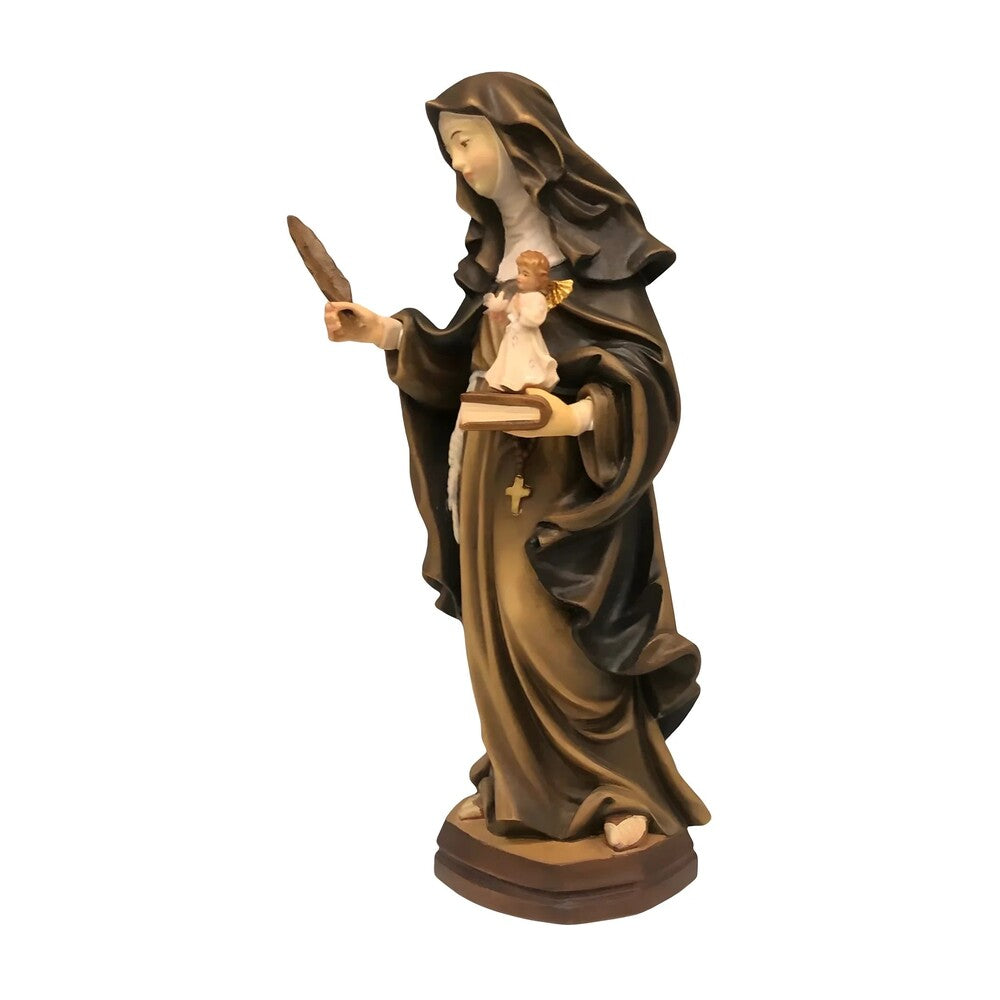 Sculpture of Saint Francesca Romana with Guardian Angel in Val Gardena Wood