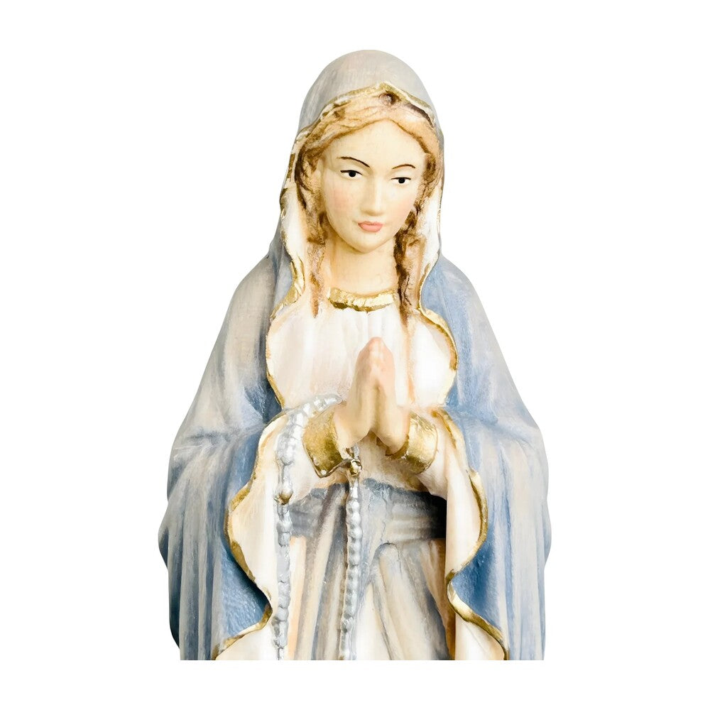 Hand-carved Lourdes Madonna statue in maple and linden wood