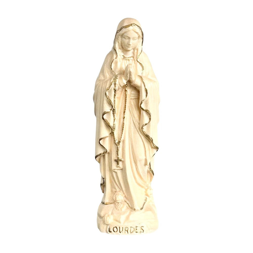 Hand-carved Lourdes Madonna statue in maple and linden wood
