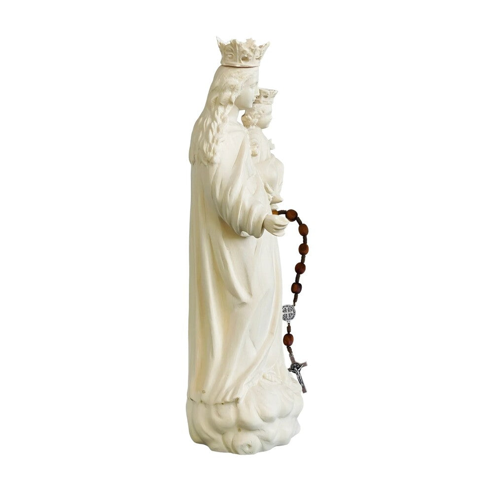 Our Lady of the Rosary with Child Statue Val Gardena Wood