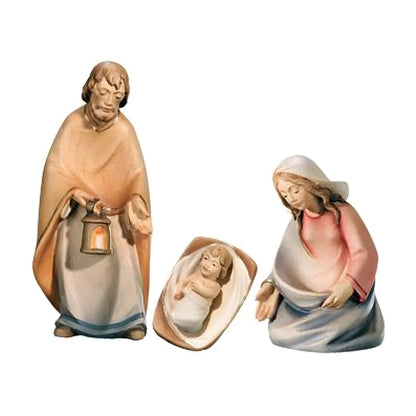 Holy Family Nativity in Maple Wood, Hand-Carved from Val Gardena