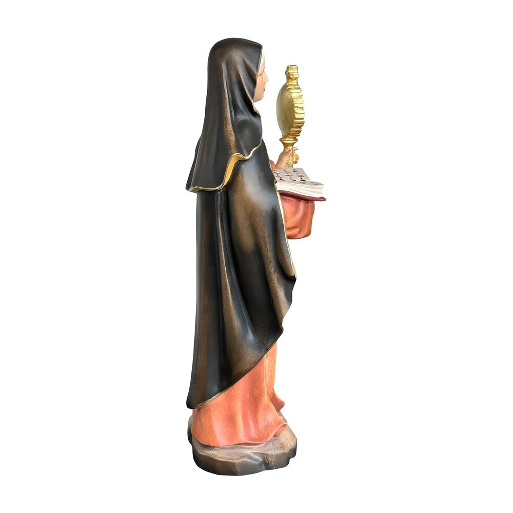 Statue of Saint Clare of Assisi with Monstrance in Wood Carved in Val Gardena