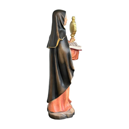 Statue of Saint Clare of Assisi with Monstrance in Wood Carved in Val Gardena