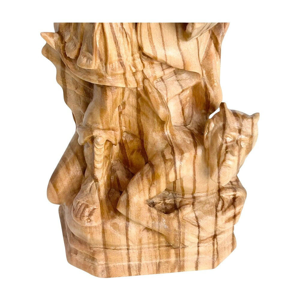 Archangel Michael Defeating Satan Statue - Val Gardena Wood Sculpture