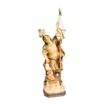 Hand-Carved Wooden Saint Florian Statue from Val Gardena