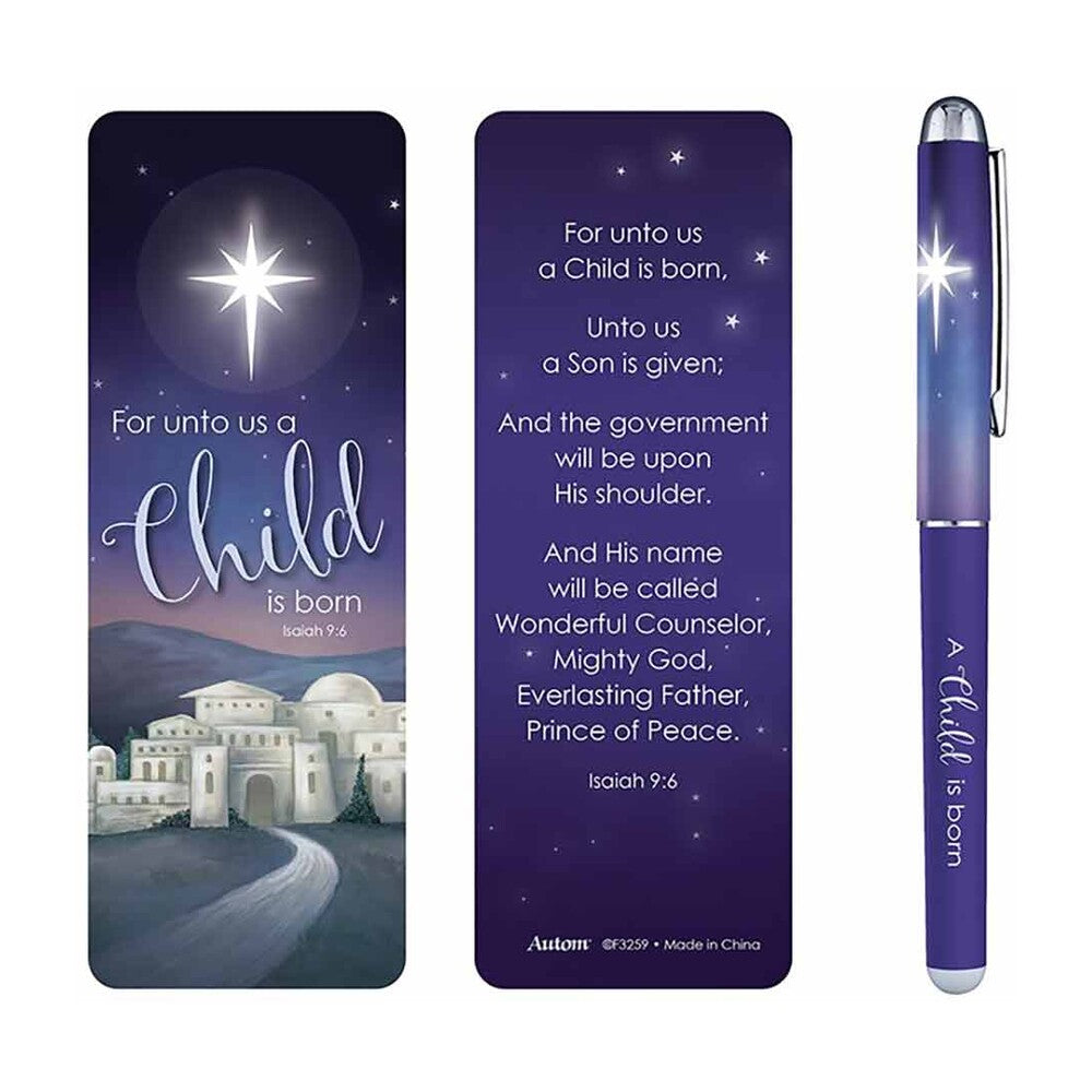 A Child is Born Gift Pen with Bookmark
