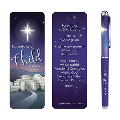 A Child is Born Gift Pen with Bookmark