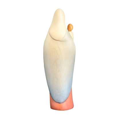 Modern Madonna with Child, Val Gardena Artisanal Wood Sculpture