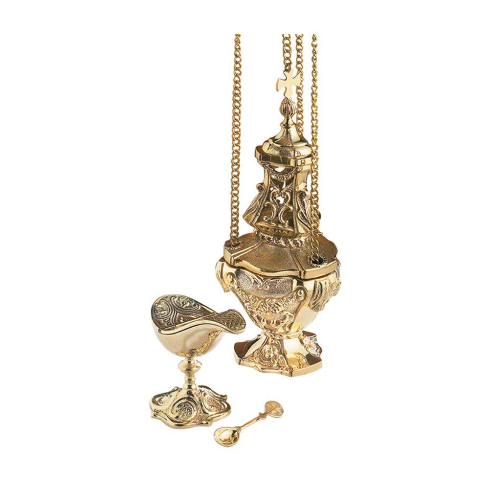 Ornate Brass Censer with Boat